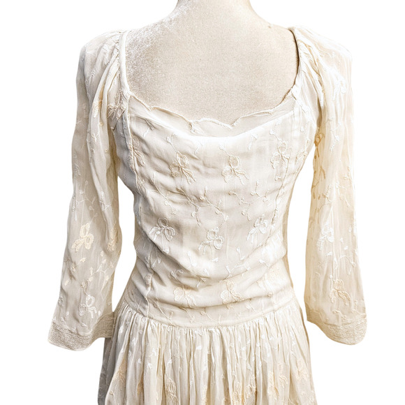 NWT Loveshackfancy Deeba Embroidered Chiffon Cream Mini Dress $395 Sz 6 - Picture 9 of 13